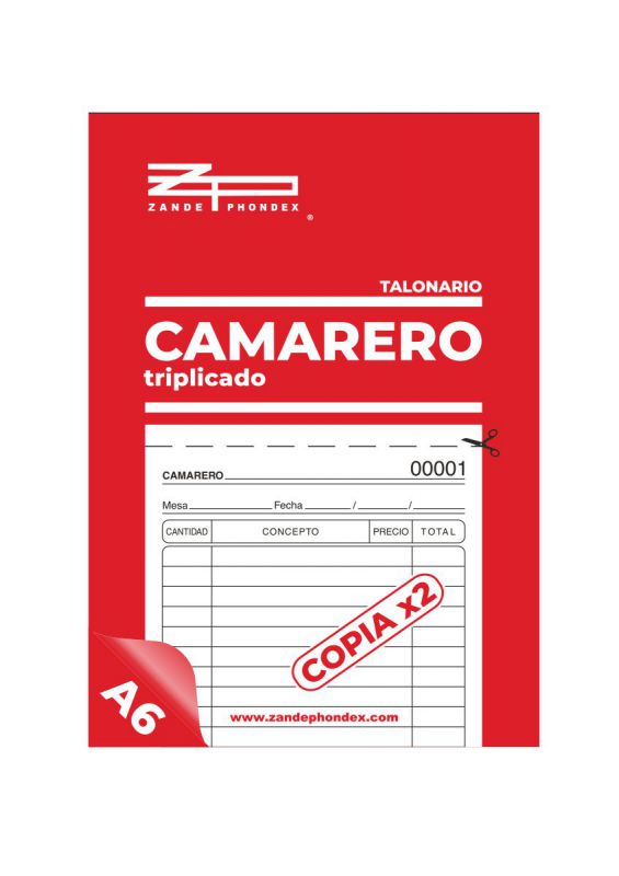 TALONARIOS CAMARERO + 2 COPIAS