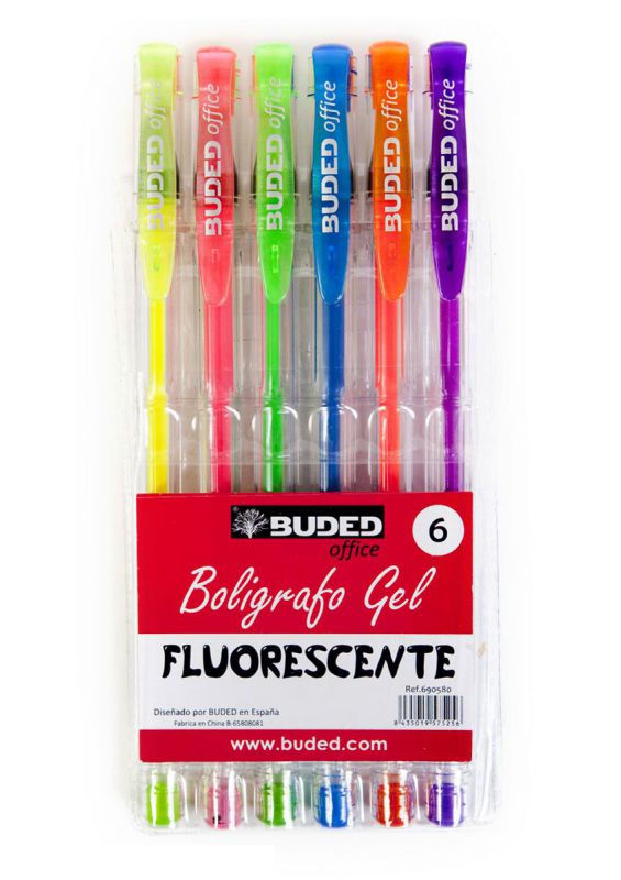 Bolígrafos de gel fluorescentes (6) - Djeco